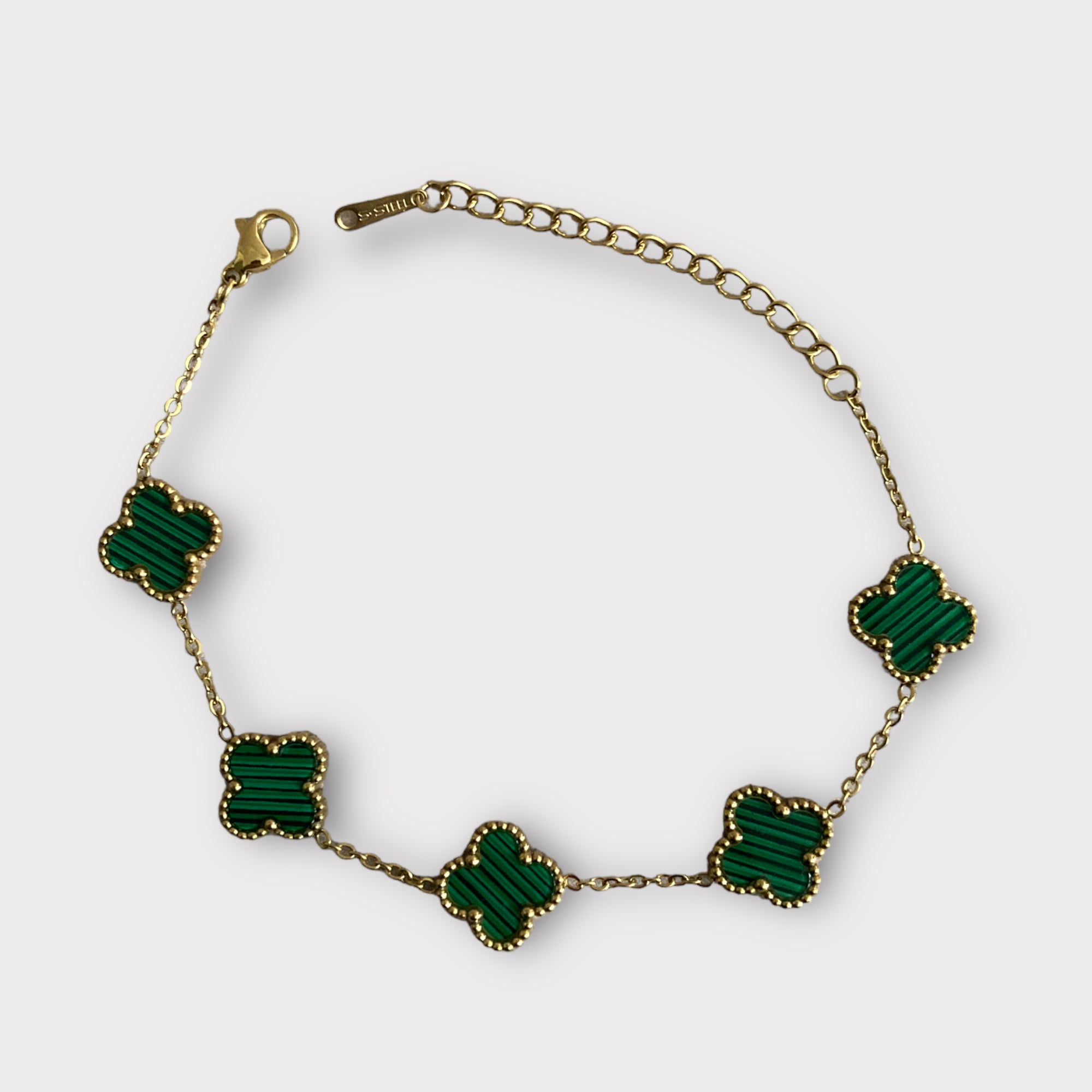 Buy Gold Green Adina Clover Bracelet | Simran Ragi Collection