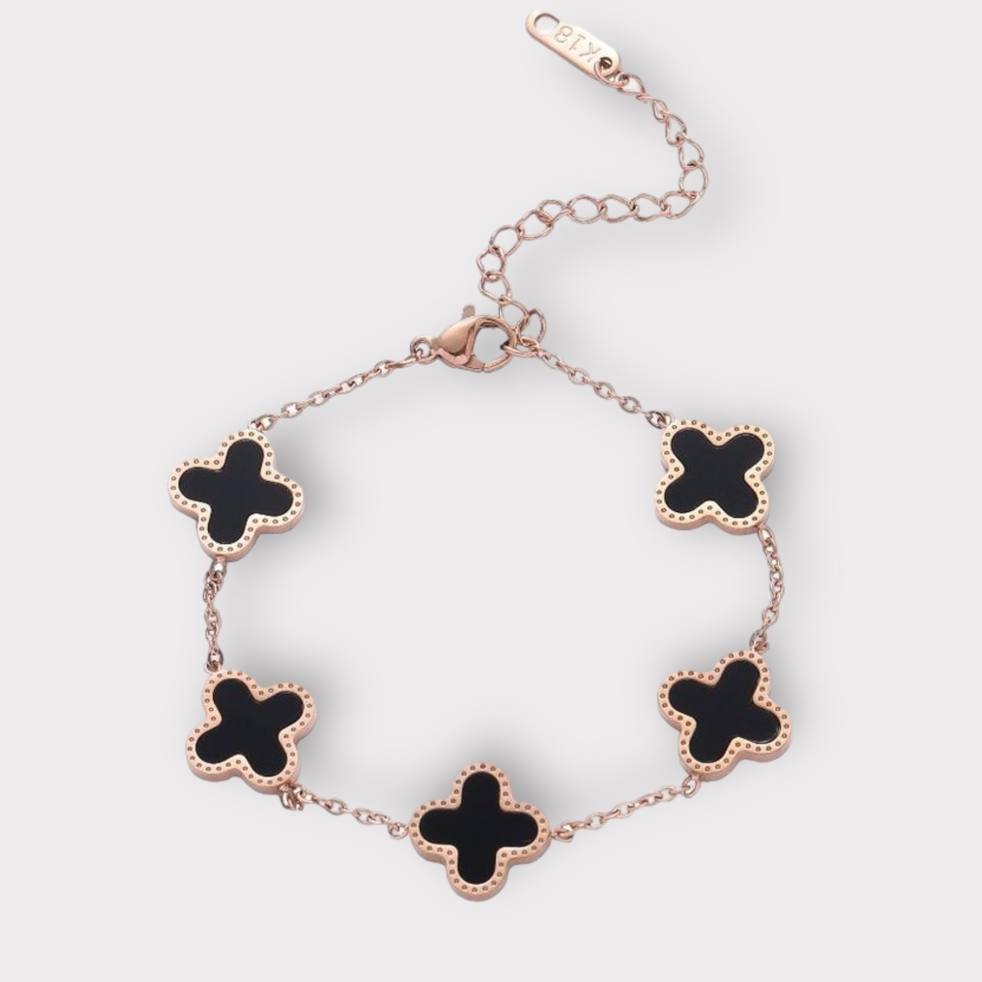 Adina Clover Bracelet (ST374) (Rose Gold Black) – Simran Ragi