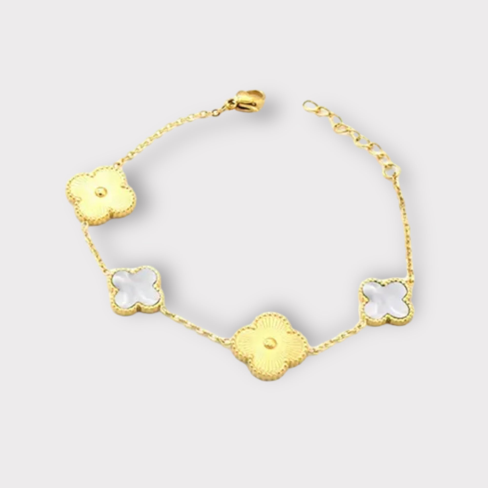 Gold And White Clover Bracelet (ST769) – Simran Ragi Collection