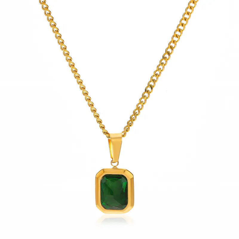 Baguette Emerald Necklace