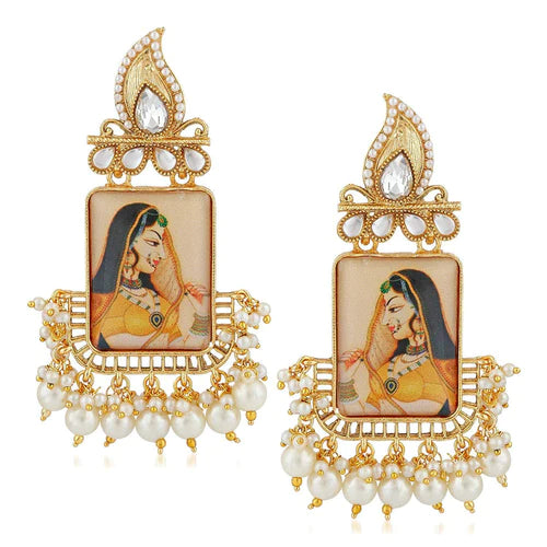 Statement Rajisthani Queen Kundan And Pearl Earrings (ST737)