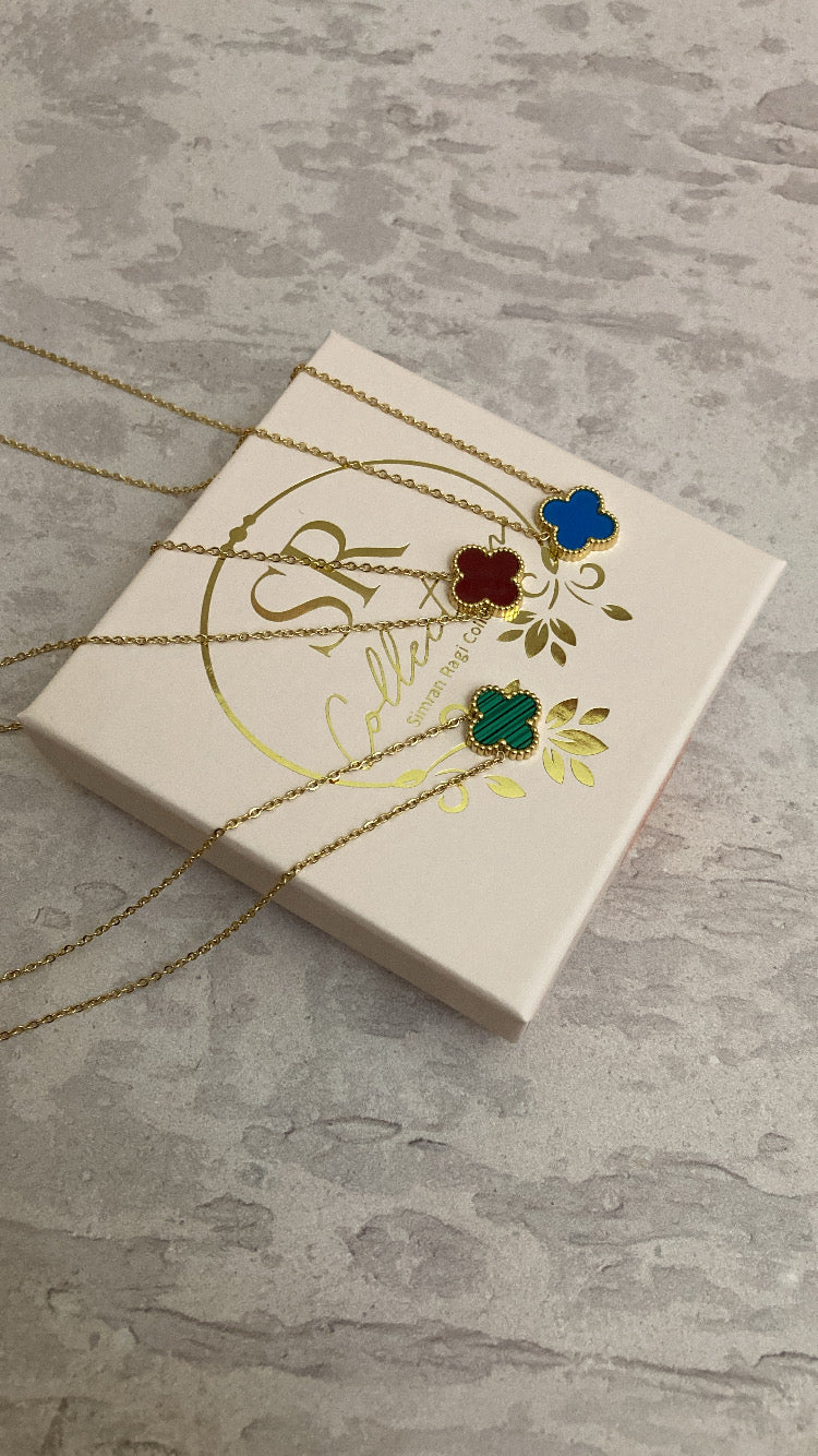 Gold Plated Emerald Gold Single Clover Necklace (ST830)