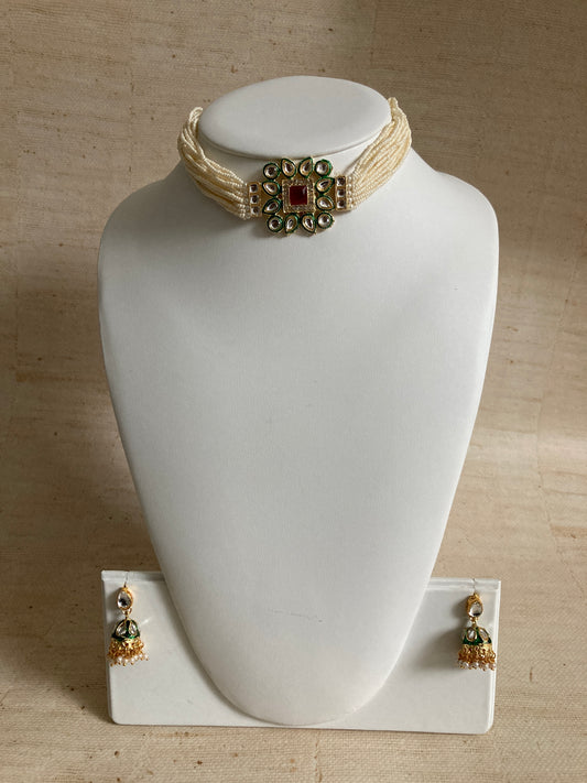 Zahoor Kundan And Pearl Choker Set (ST853)