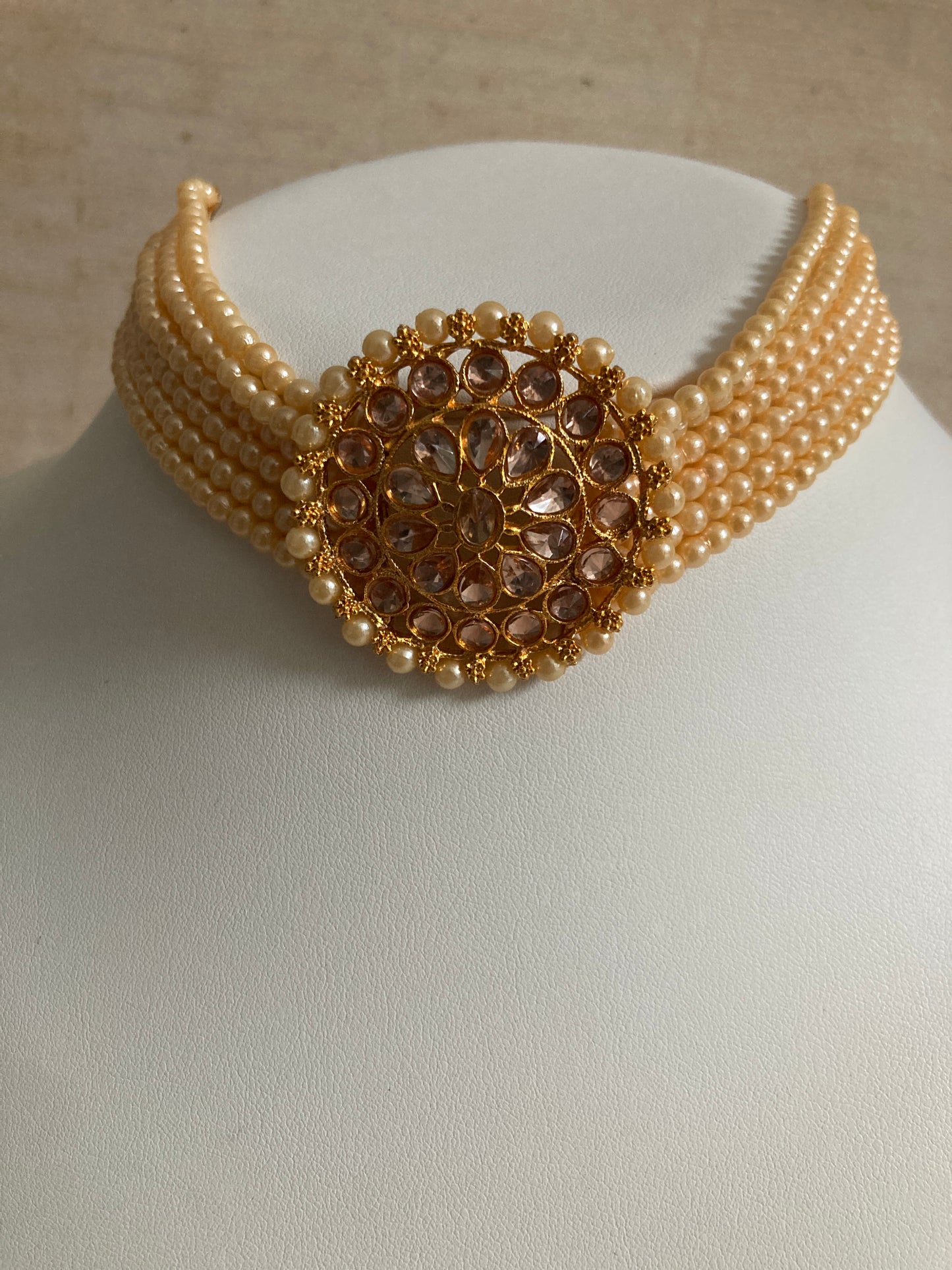 Noora Gold Plated Pearl Choker Set (ST856)