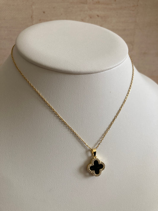 Fashion Four Leaf Clover Necklace (ST869) (Black)