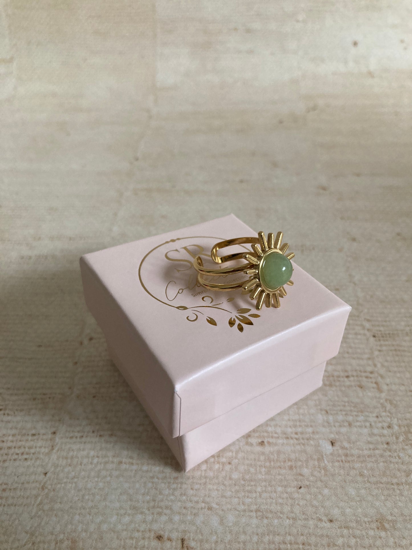 Gold Adjustable Sun Ring (ST866) (Mint Green)
