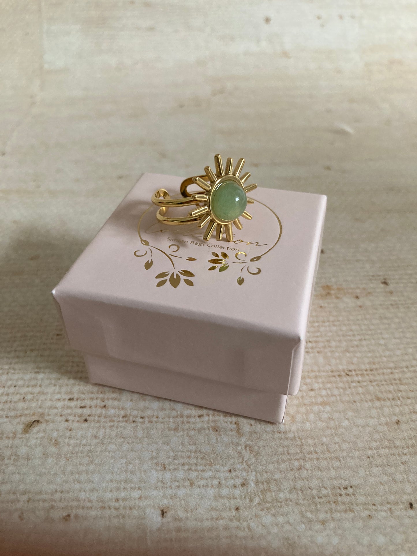 Gold Adjustable Sun Ring (ST866) (Mint Green)