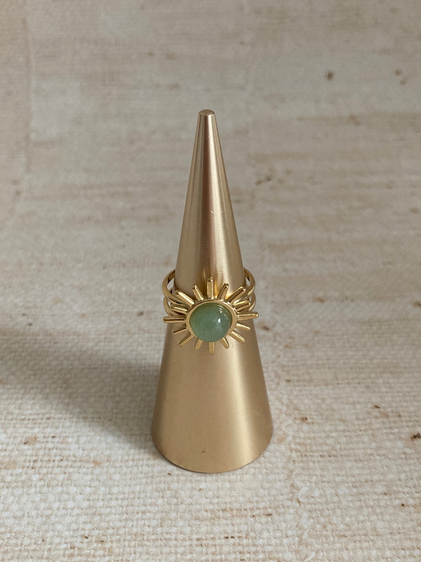 Gold Adjustable Sun Ring (ST866) (Mint Green)