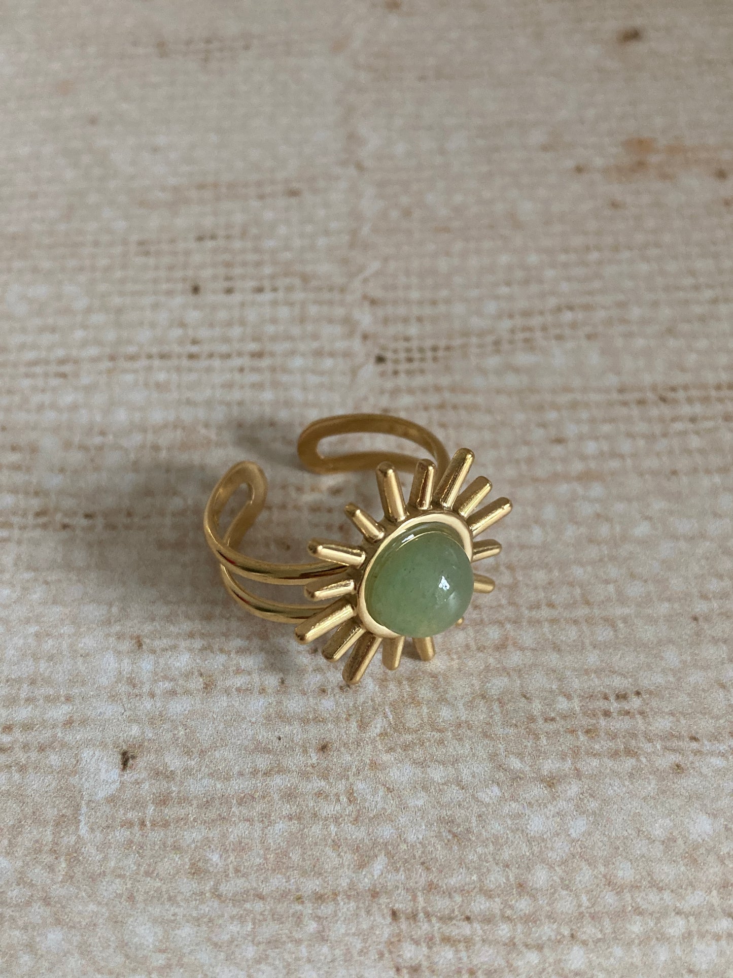 Gold Adjustable Sun Ring (ST866) (Mint Green)