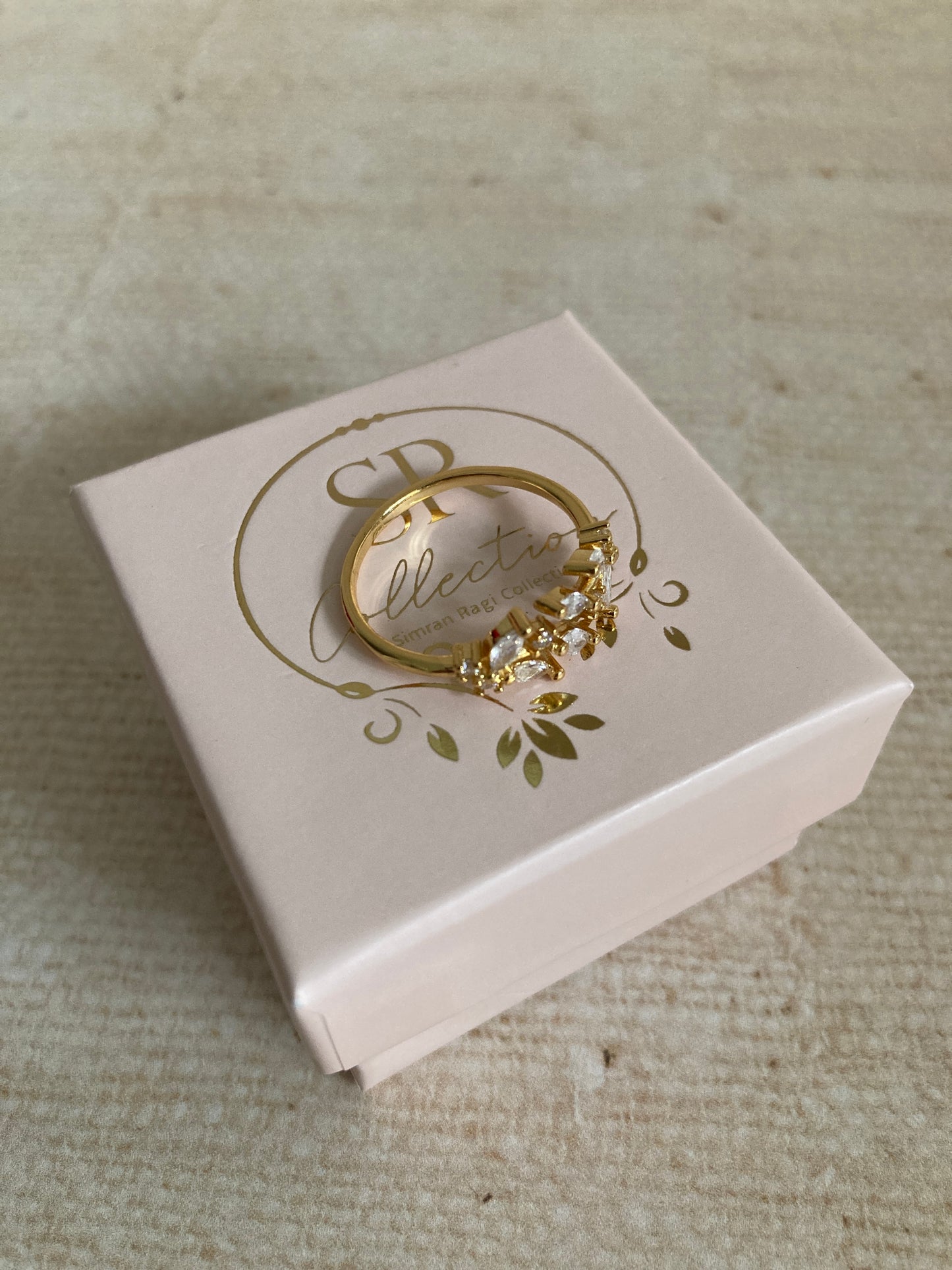 18K Gold Adjustable Dainty Leaf Ring