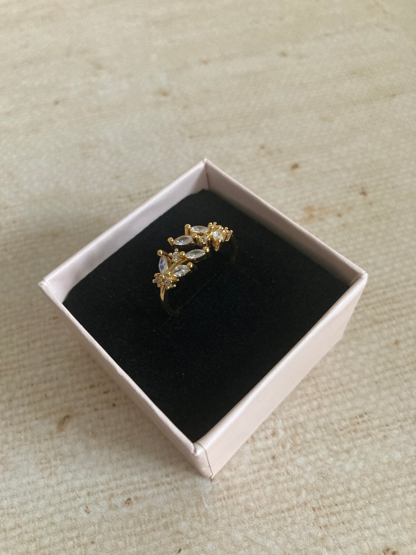 18K Gold Adjustable Dainty Leaf Ring