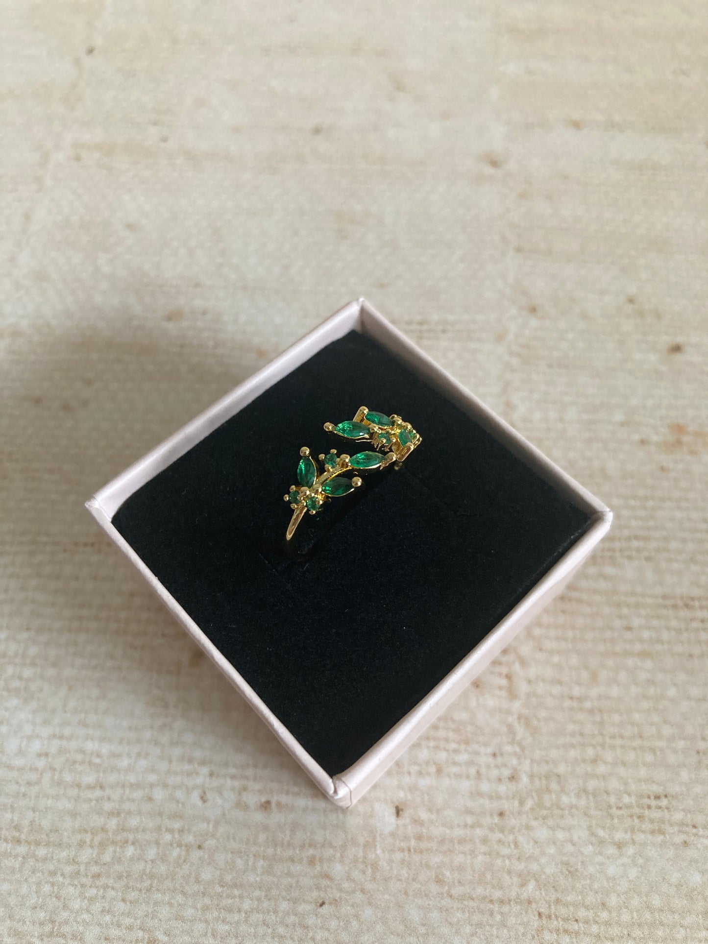 18K Gold Adjustable Dainty Leaf Ring