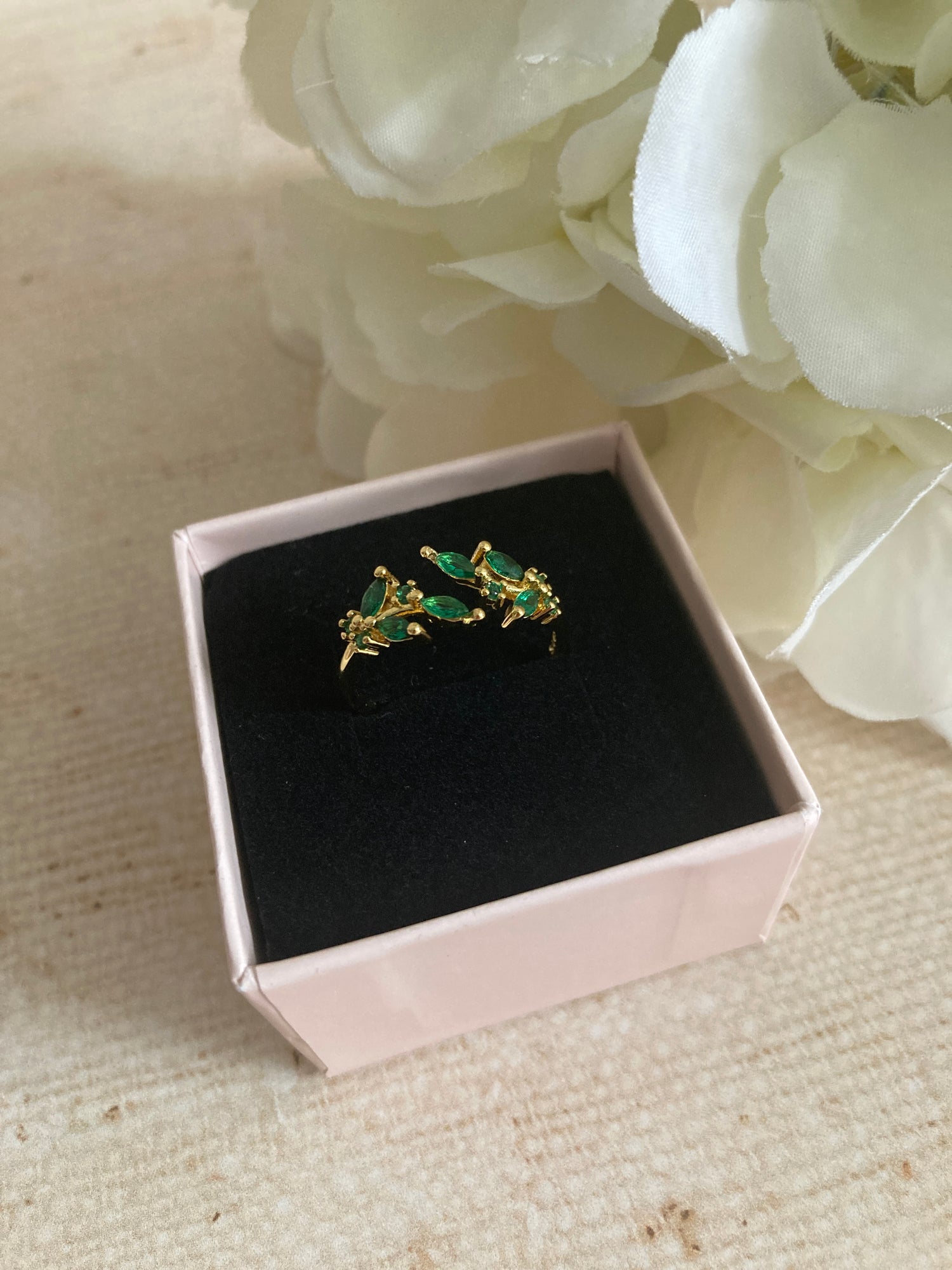 18K Gold Adjustable Dainty Leaf Ring