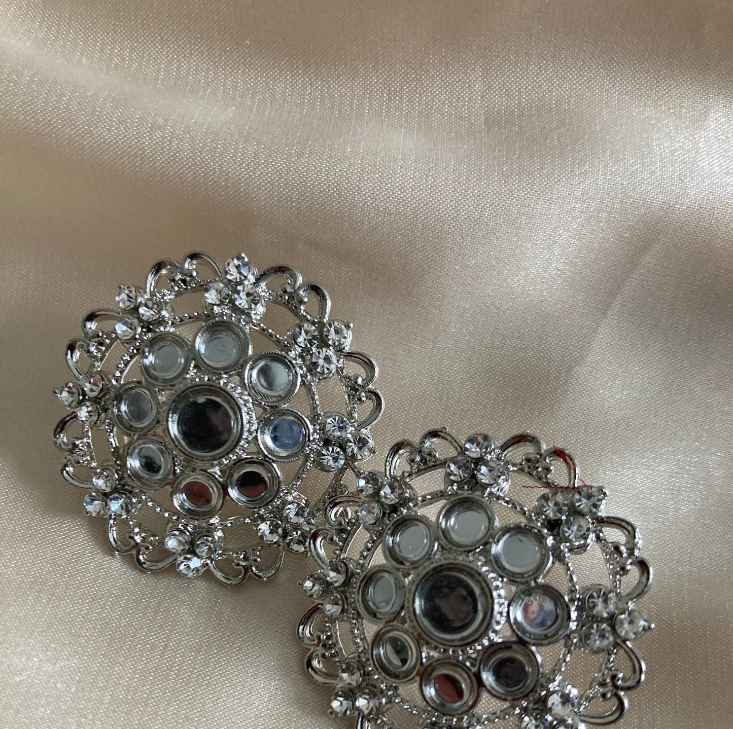 Silver Indian Mirror Stud Earrings (ST321)