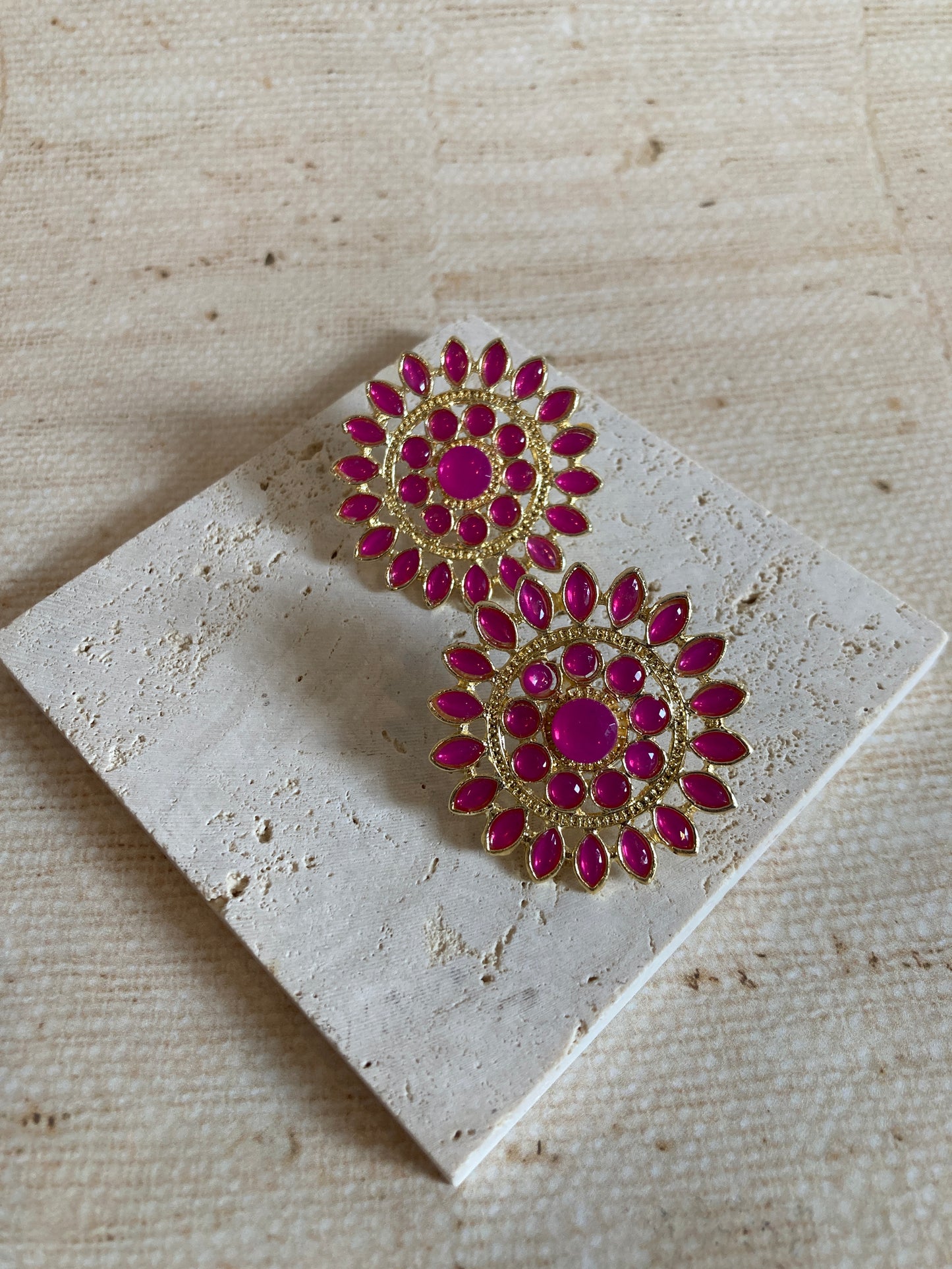 Hot Pink Riya Iridescent Stud Earrings (ST242)