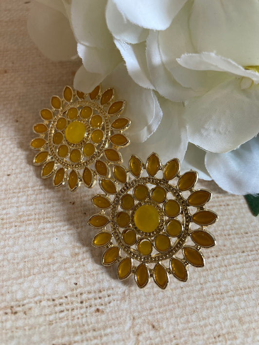 Yellow Riya Iridescent Stud Earrings (ST242)