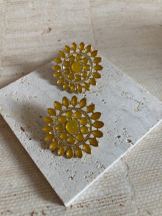 Yellow Riya Iridescent Stud Earrings (ST242)