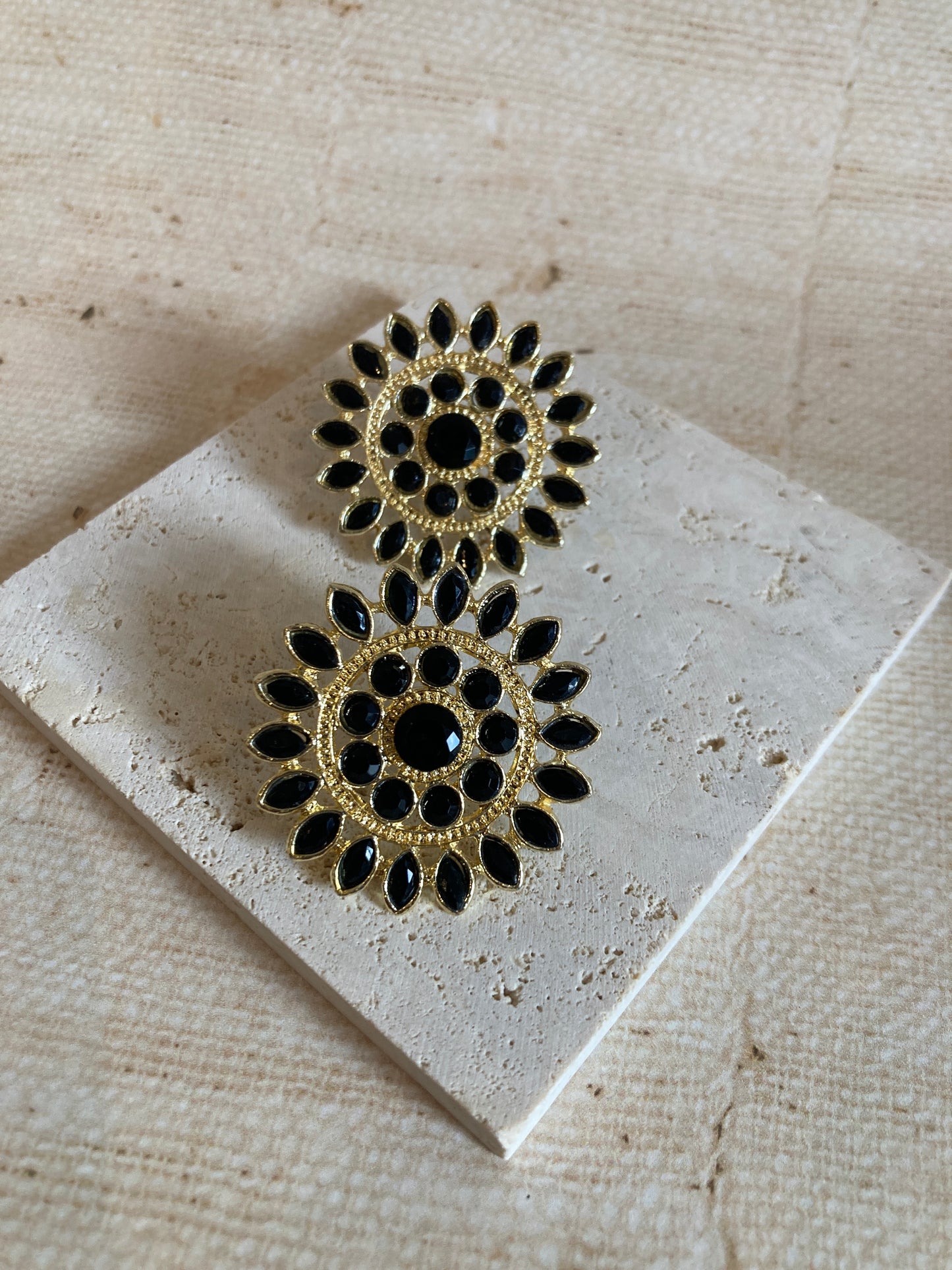 Black Riya Iridescent Stud Earrings (ST242)