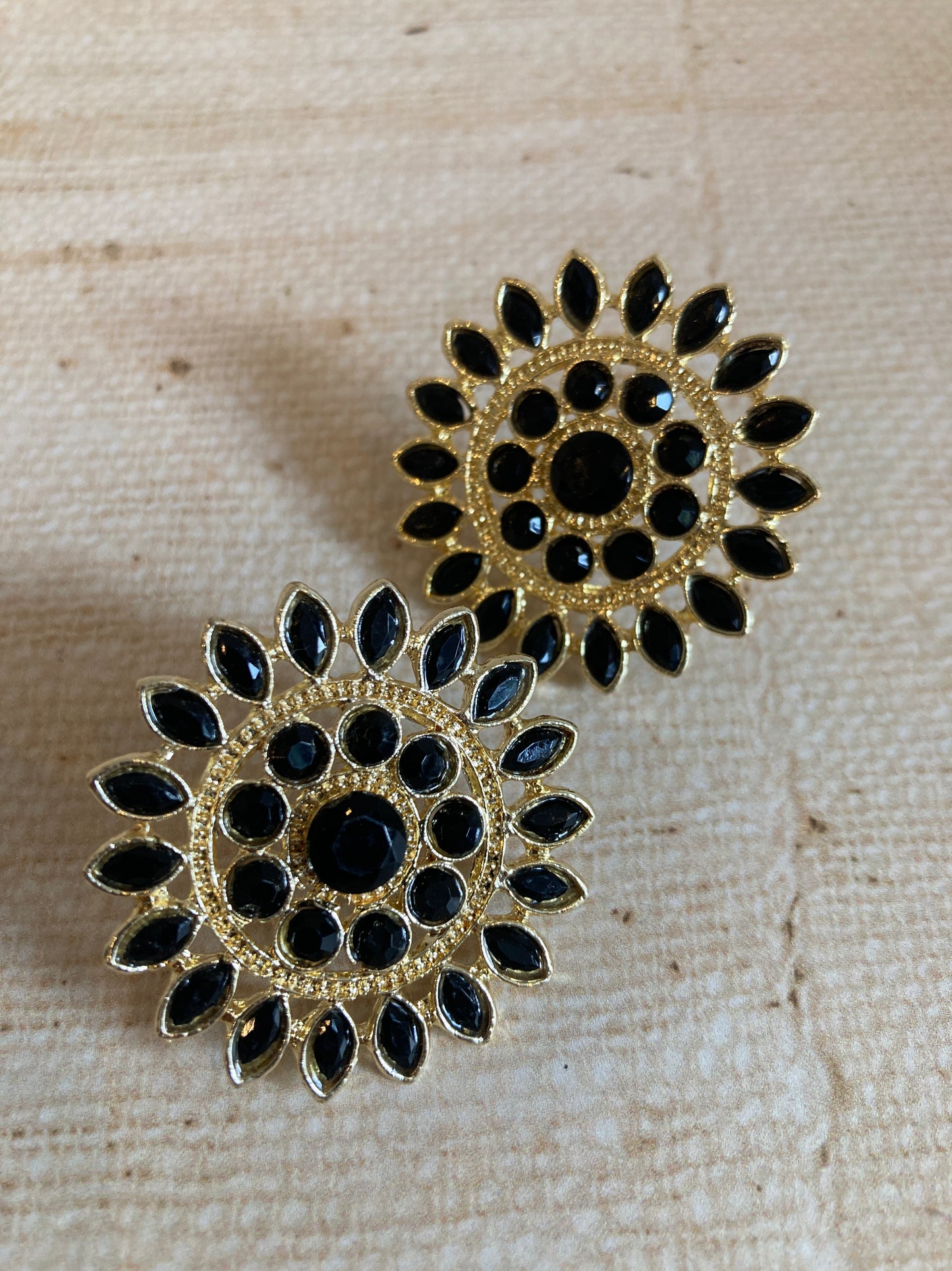 Black Riya Iridescent Stud Earrings (ST242)