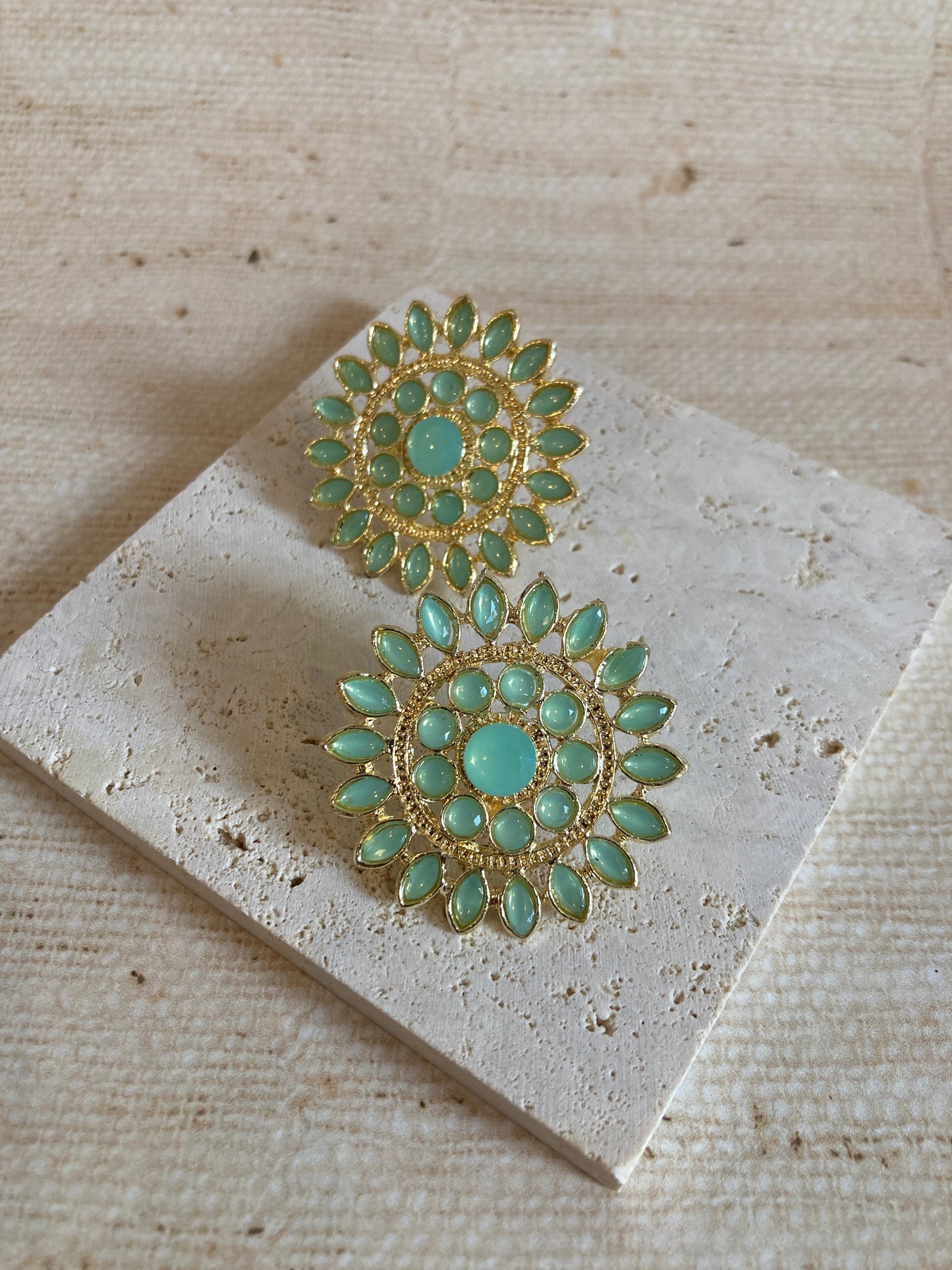 Mint Green Riya Iridescent Stud Earrings (ST242)