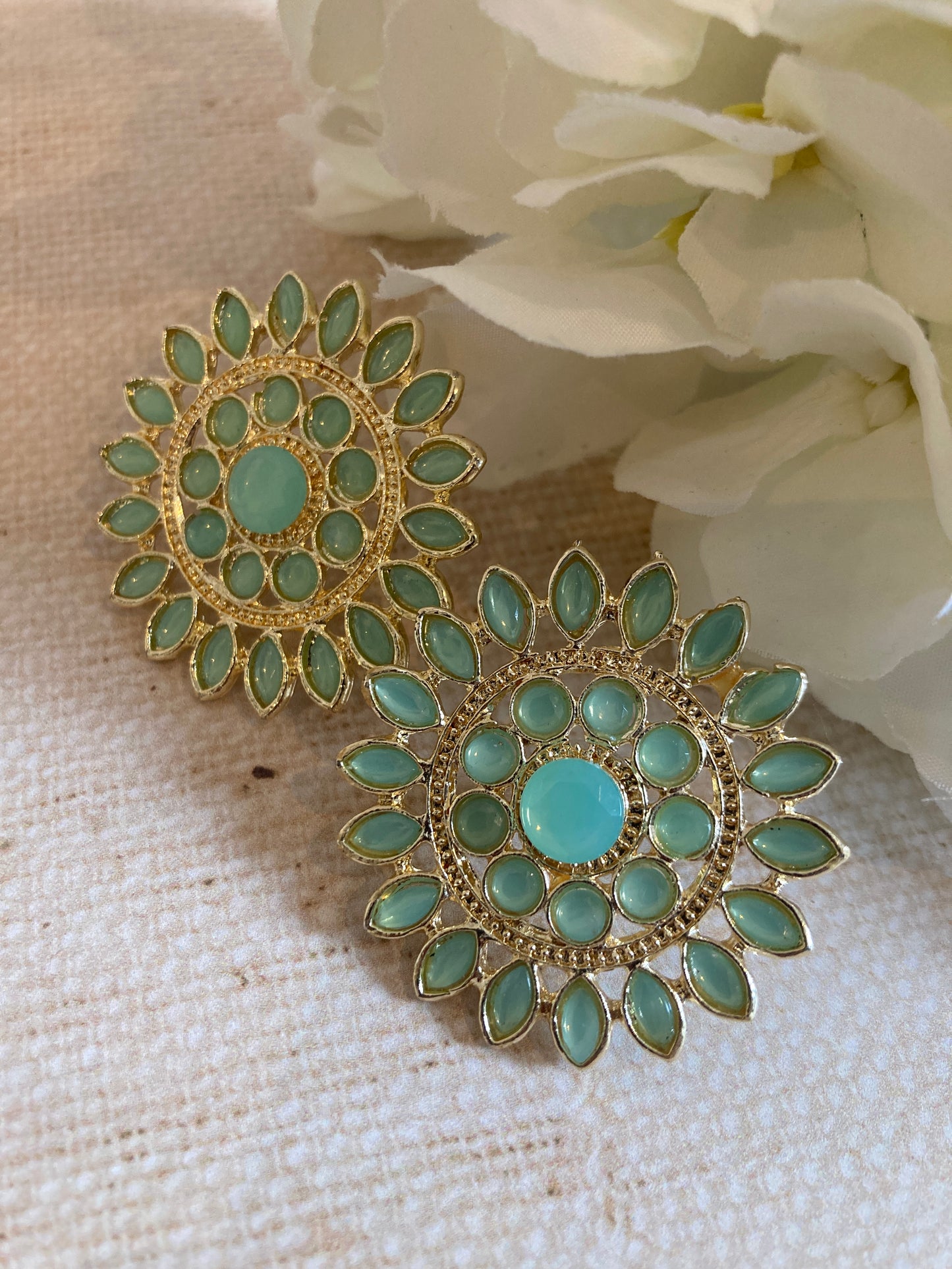 Mint Green Riya Iridescent Stud Earrings (ST242)