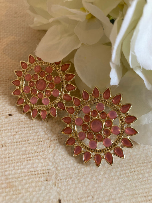 Pink Riya Iridescent Stud Earrings (ST242)