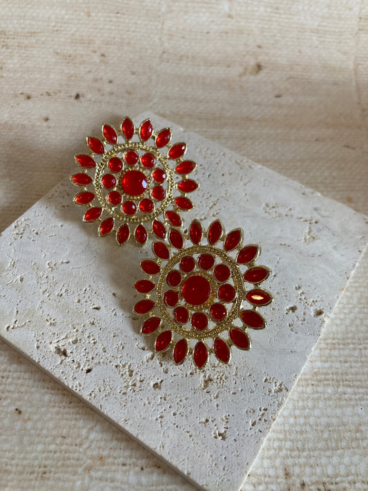 Red Riya Iridescent Stud Earrings (ST242)