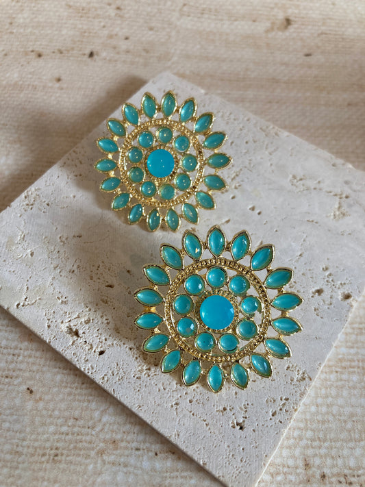 Blue Riya Iridescent Stud Earrings (ST242)