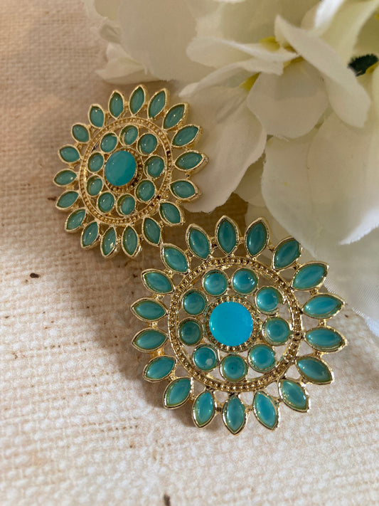 Blue Riya Iridescent Stud Earrings (ST242)