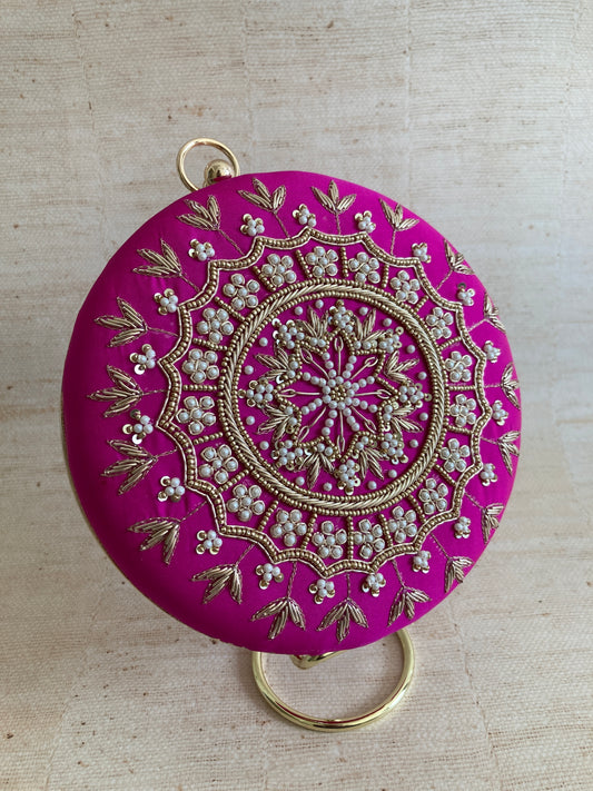 Raazi (Circular Clutch) (Hot Pink) (ST346)