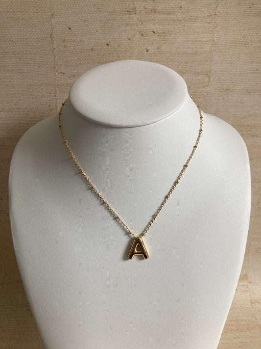 18k Gold Plated A Initial Pendant Necklace (ST894)