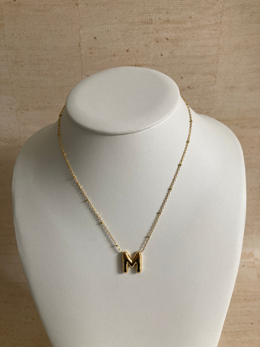 18k Gold Plated M Initial Pendant Necklace (ST894)