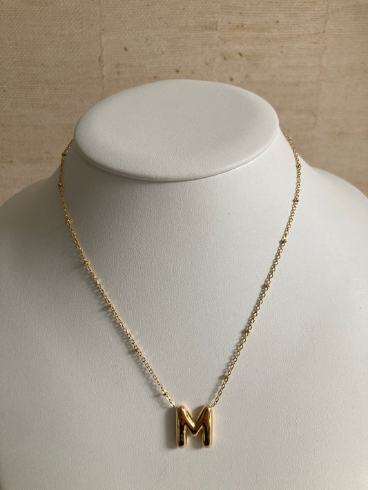 18k Gold Plated M Initial Pendant Necklace (ST894)