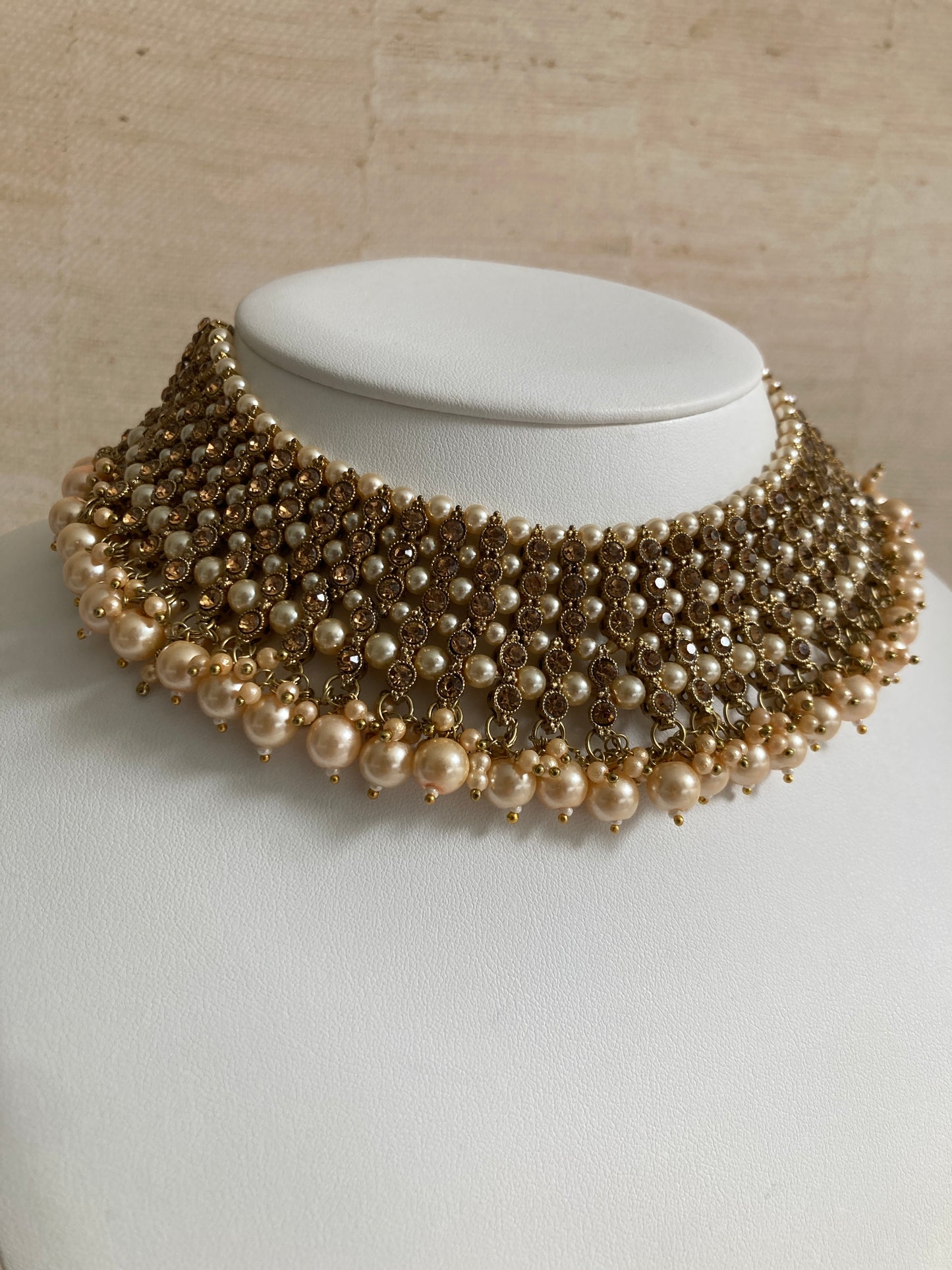 Sapna Antique Gold Plated Pearl Choker Set (ST183)
