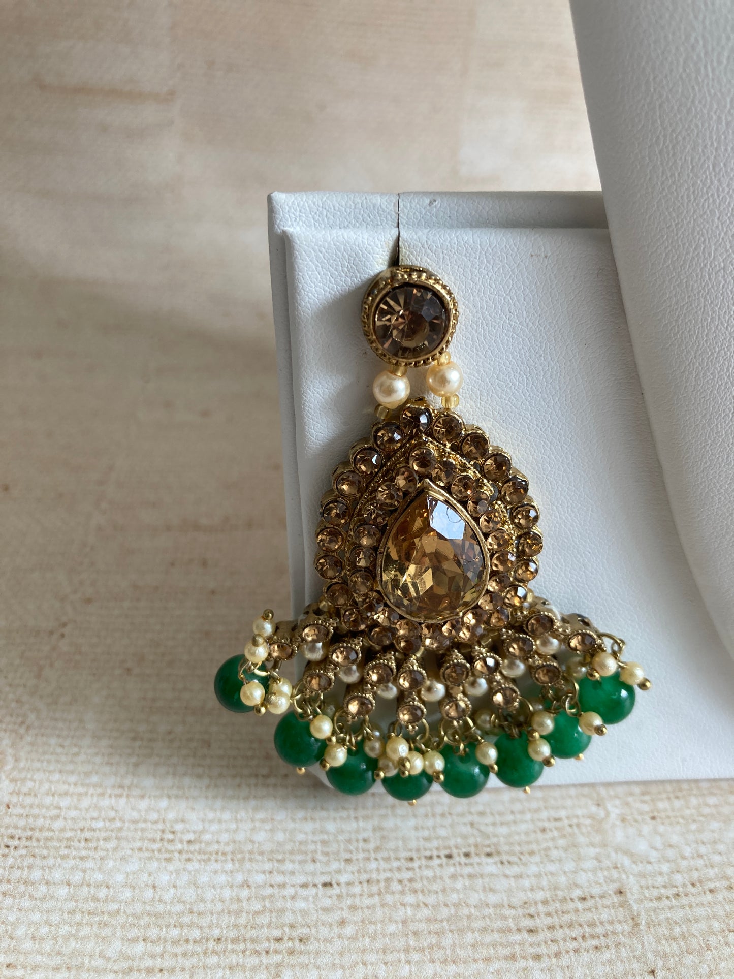 Sapna Gold Plated Emerald Green Pearl Choker Set (ST183)