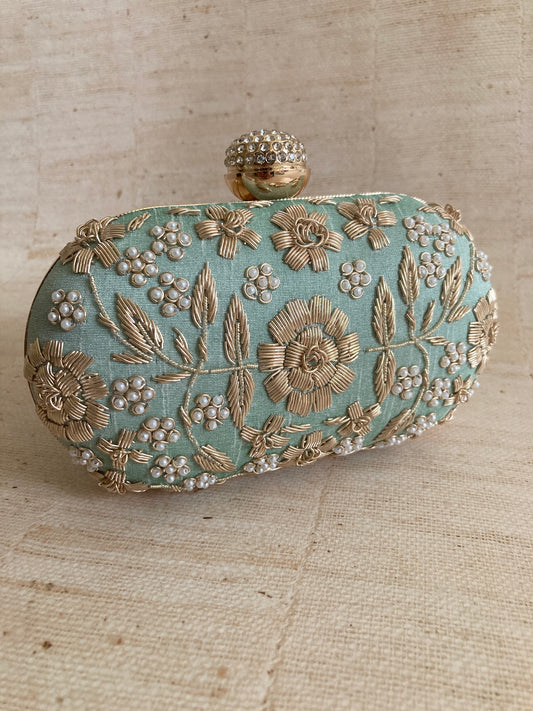 Lucia Oval Mint Green Clutch (ST902)