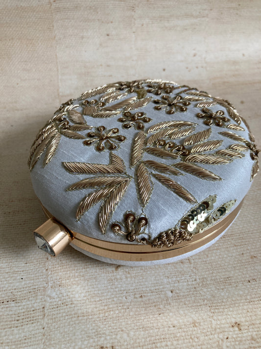 Alara Minaudière Circular Off White Clutch (ST910)