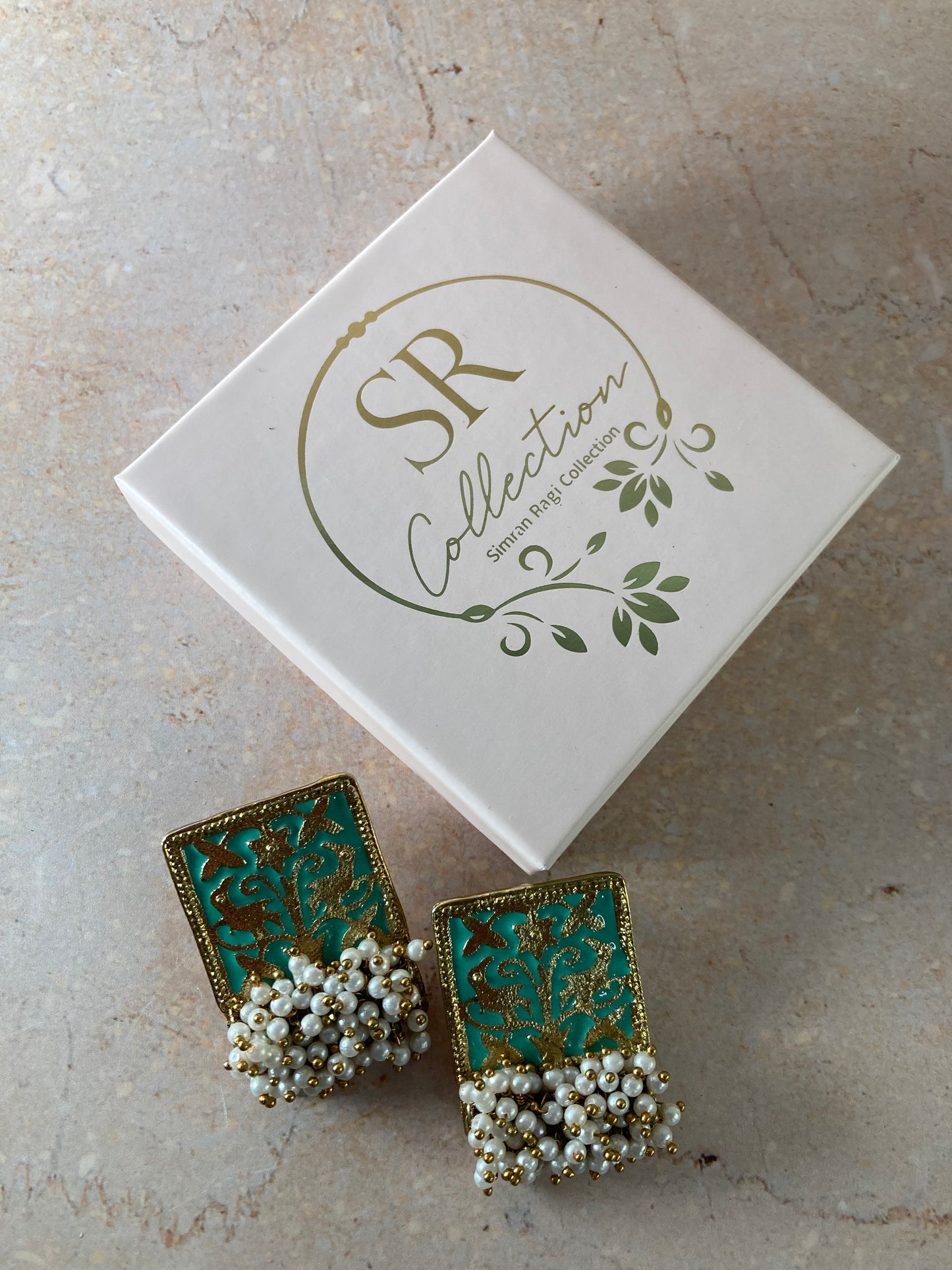 Mahira Meenakari Earrings (Mint) (ST718)