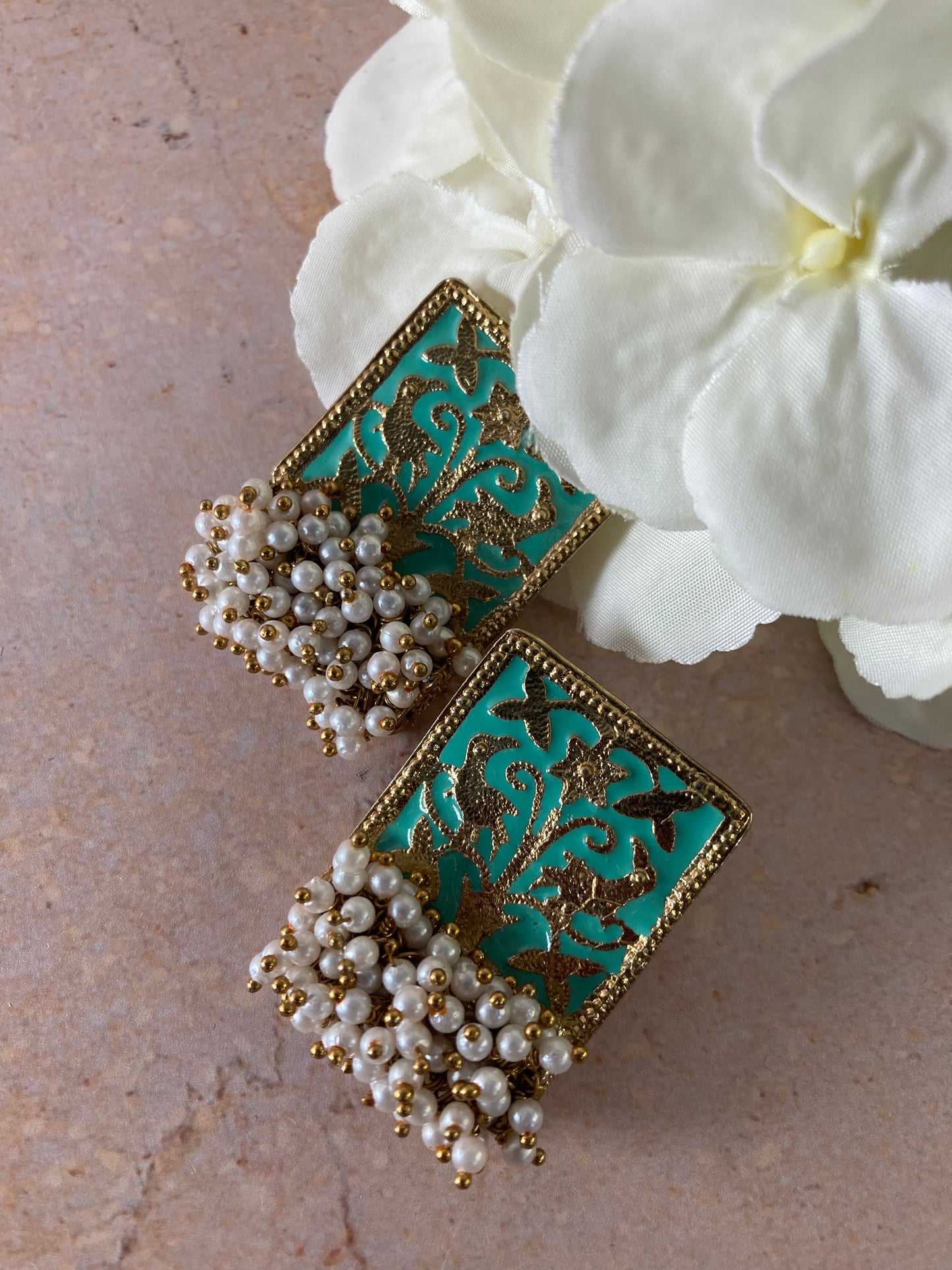 Mahira Meenakari Earrings (Mint) (ST718)