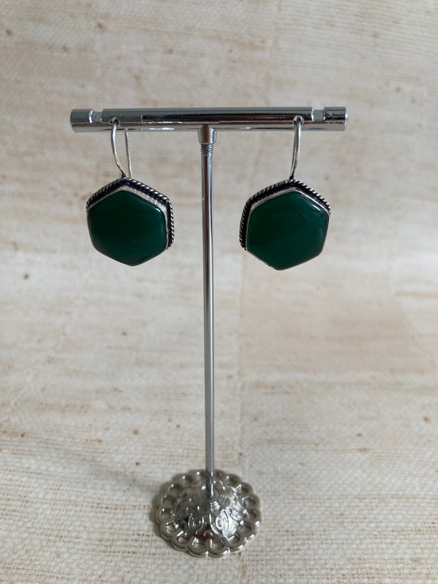 Emerald Green Oxidised Earrings (ST950)