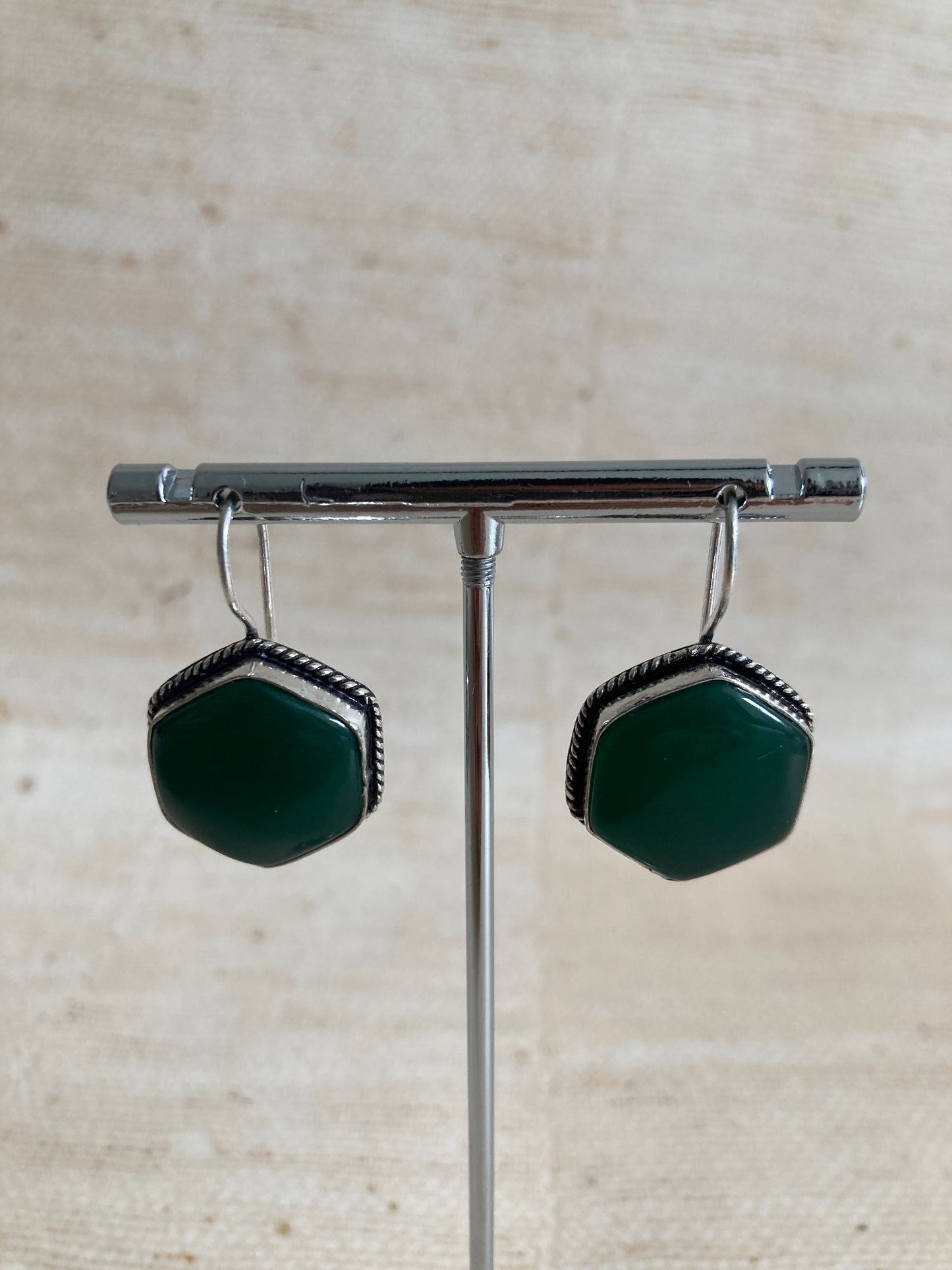 Emerald Green Oxidised Earrings (ST950)