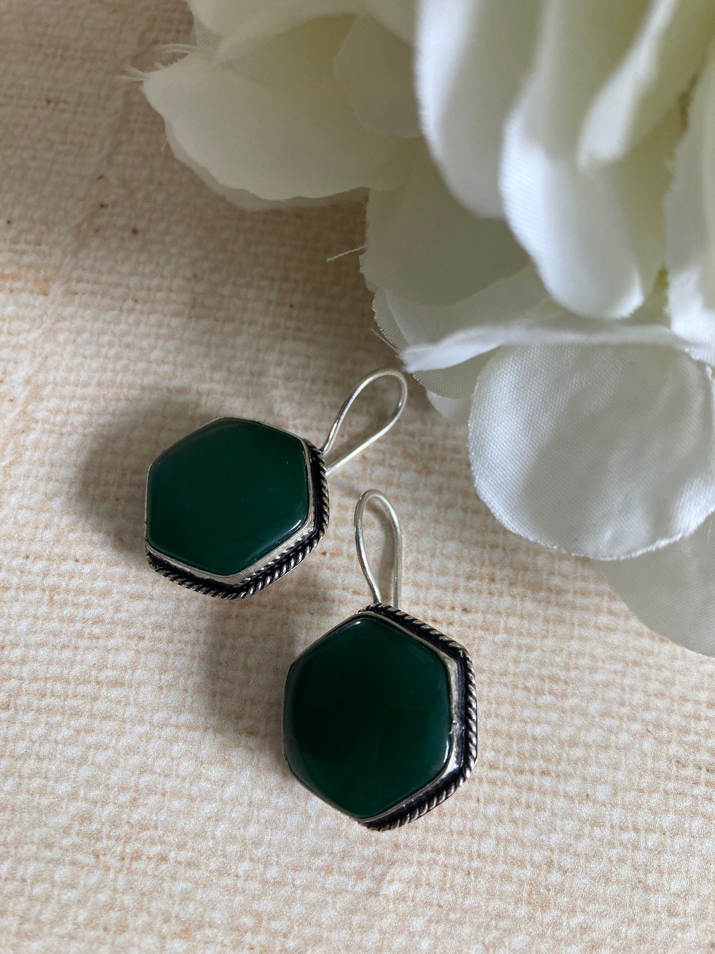 Emerald Green Oxidised Earrings (ST950)