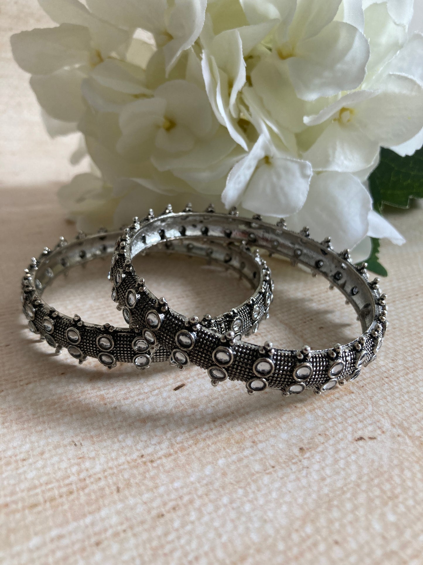 Oxidised Black Mirror Indian Bangles 2.8 (ST953)