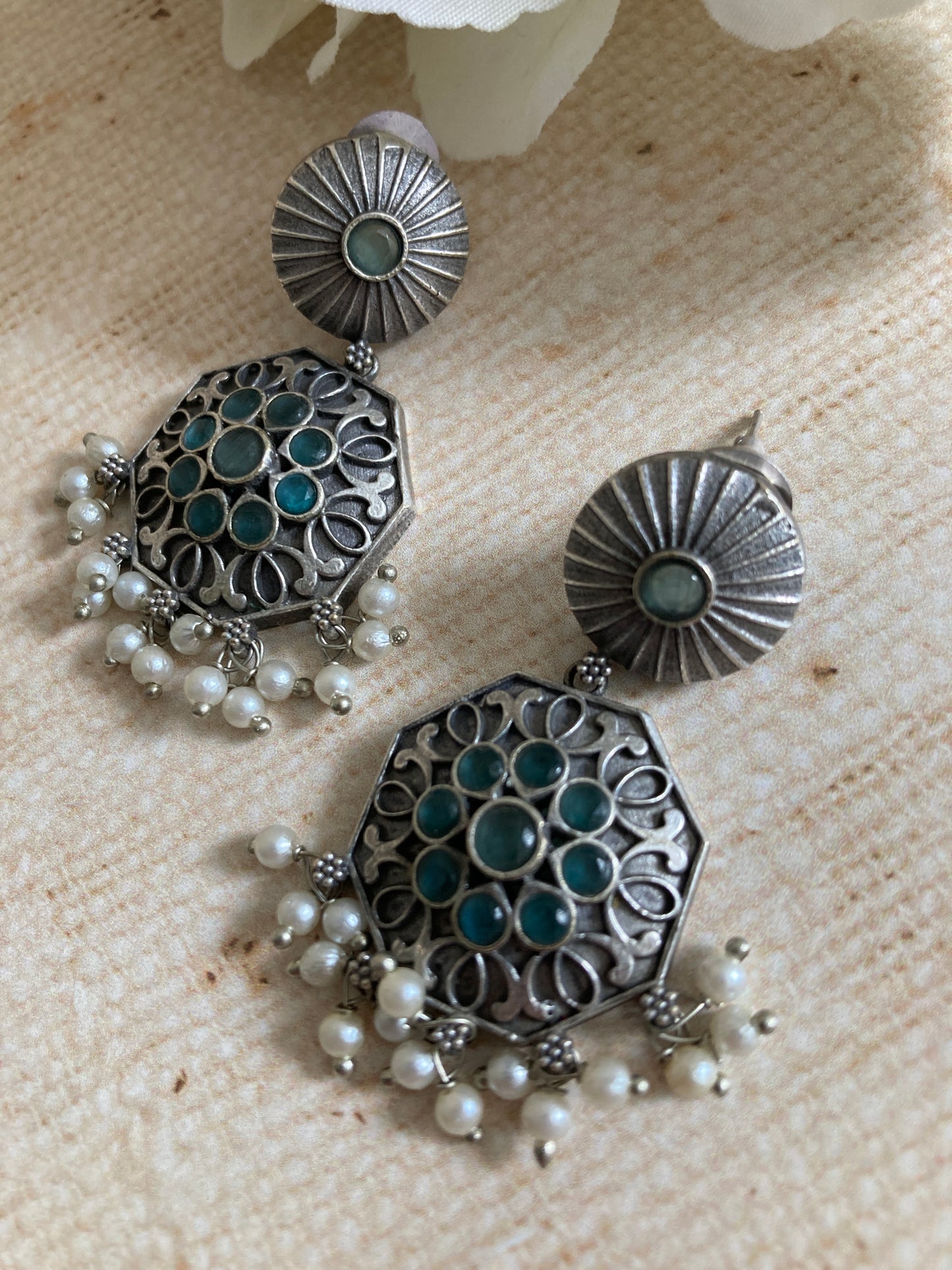 Blue Oxidised Earrings (ST951)