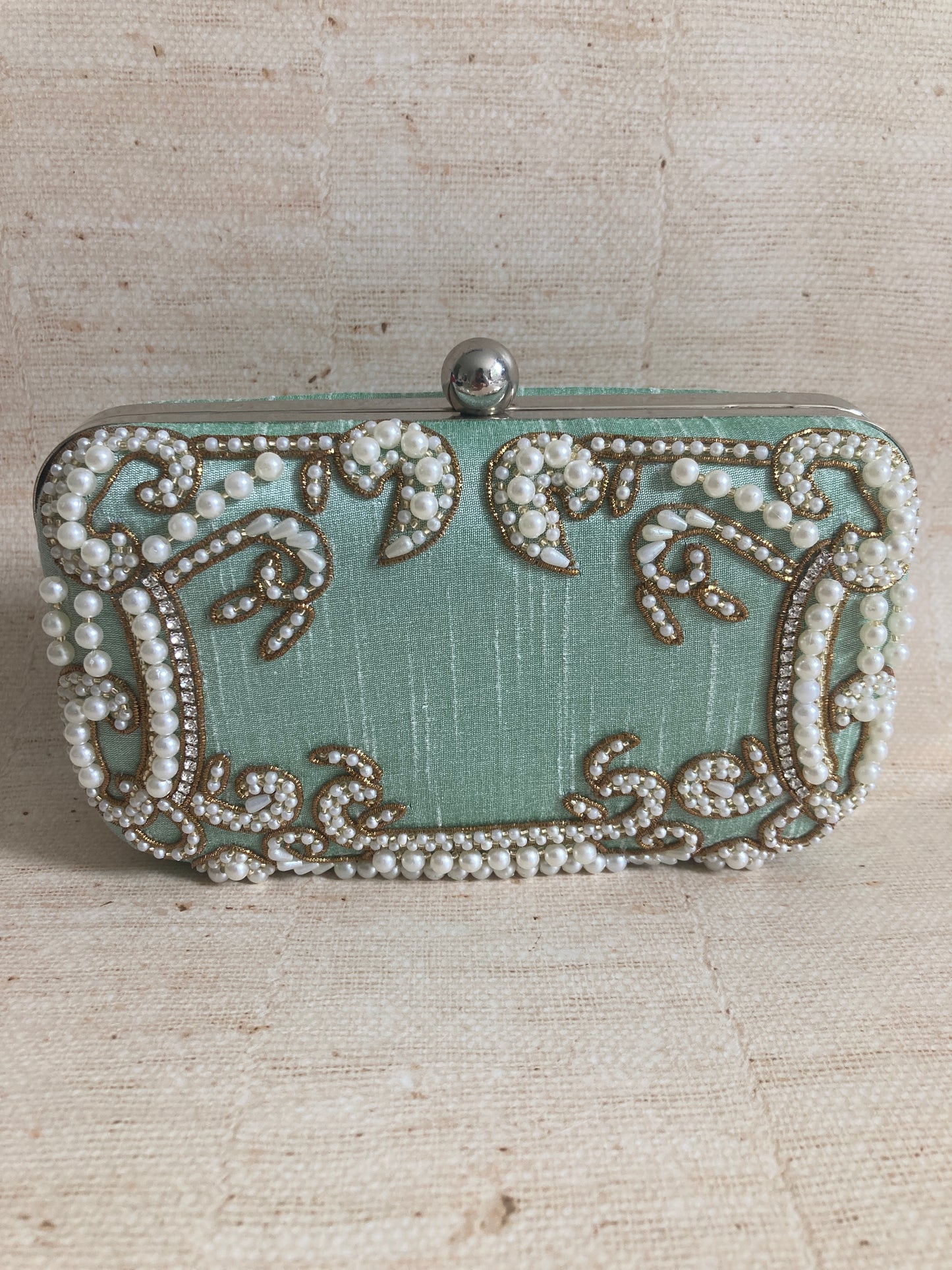 Maria Mint Green Rectangular Clutch (ST903)