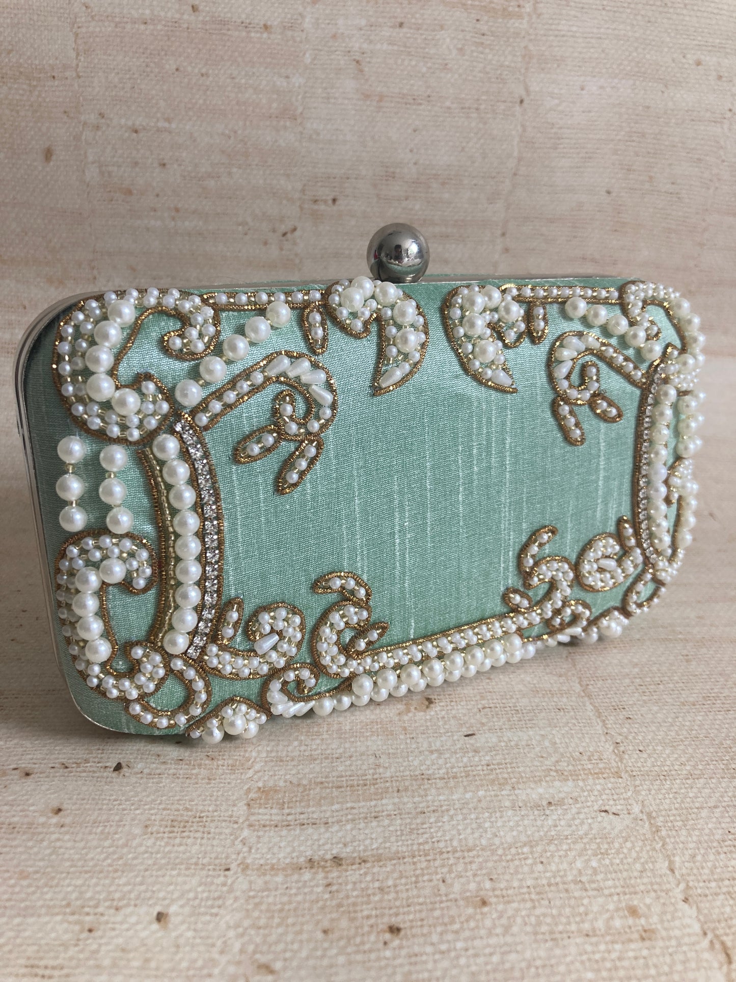 Maria Mint Green Rectangular Clutch (ST903)