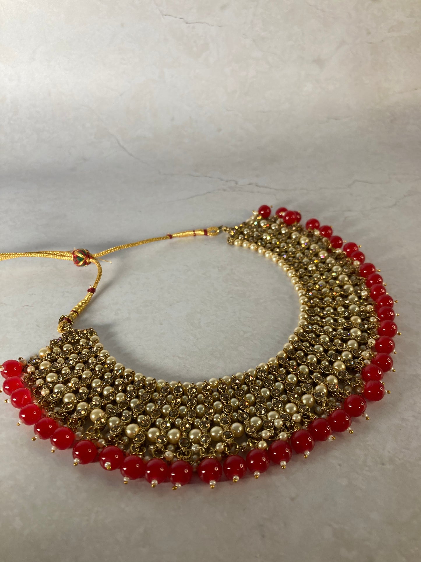 Riyasat Meenakari Kundan Pearl Set (ST128) (Red)