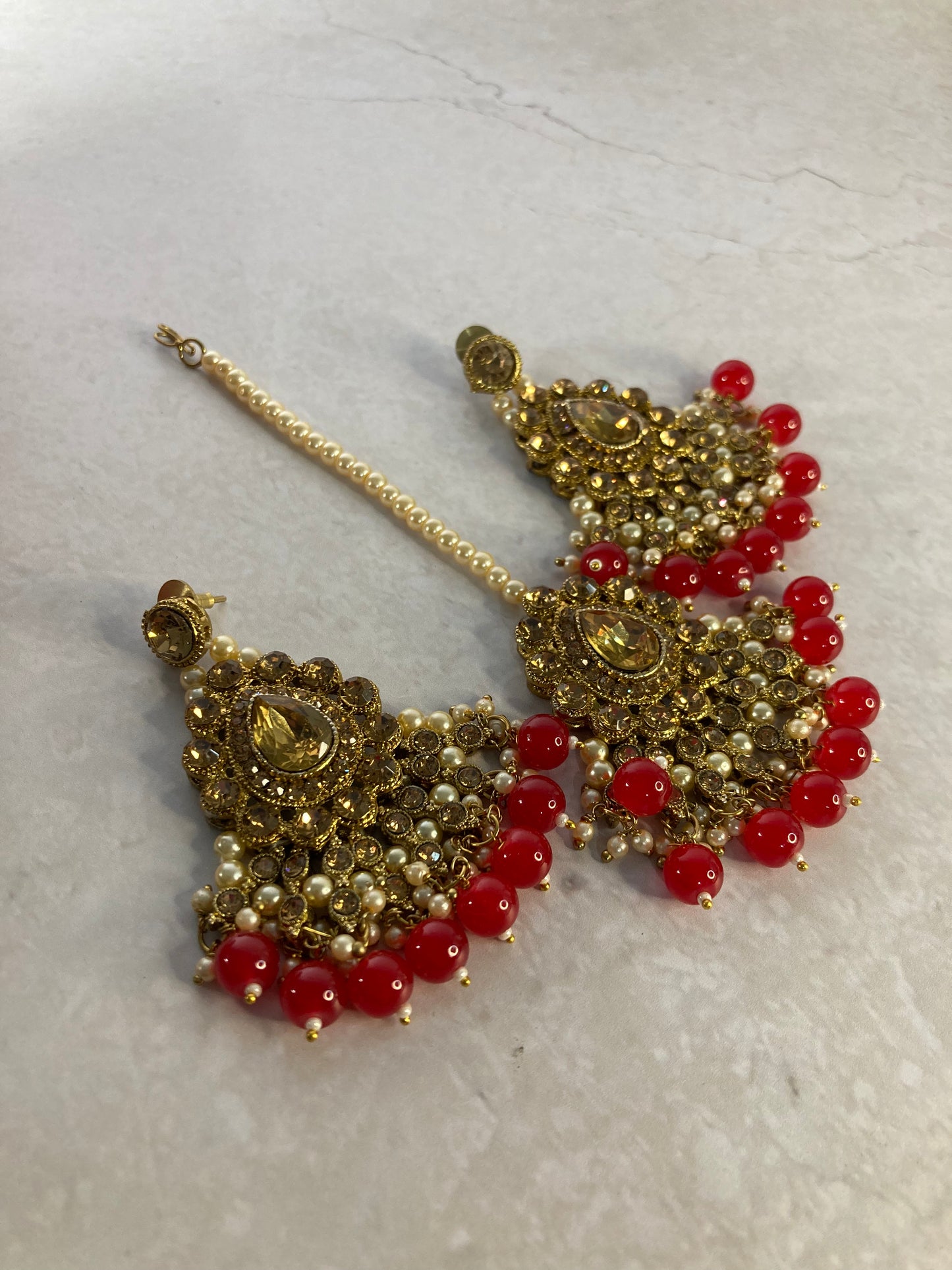 Riyasat Meenakari Kundan Pearl Set (ST128) (Red)