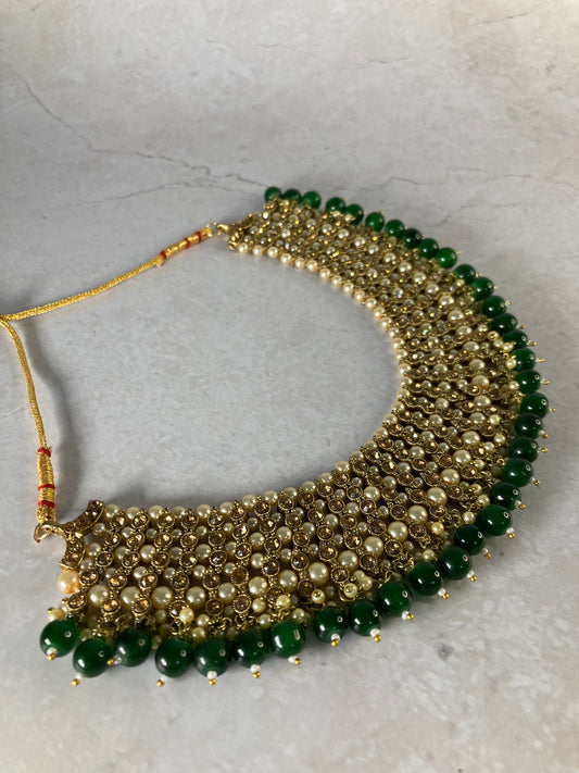 Riyasat Meenakari Kundan Pearl Set (ST128) (Emerald)
