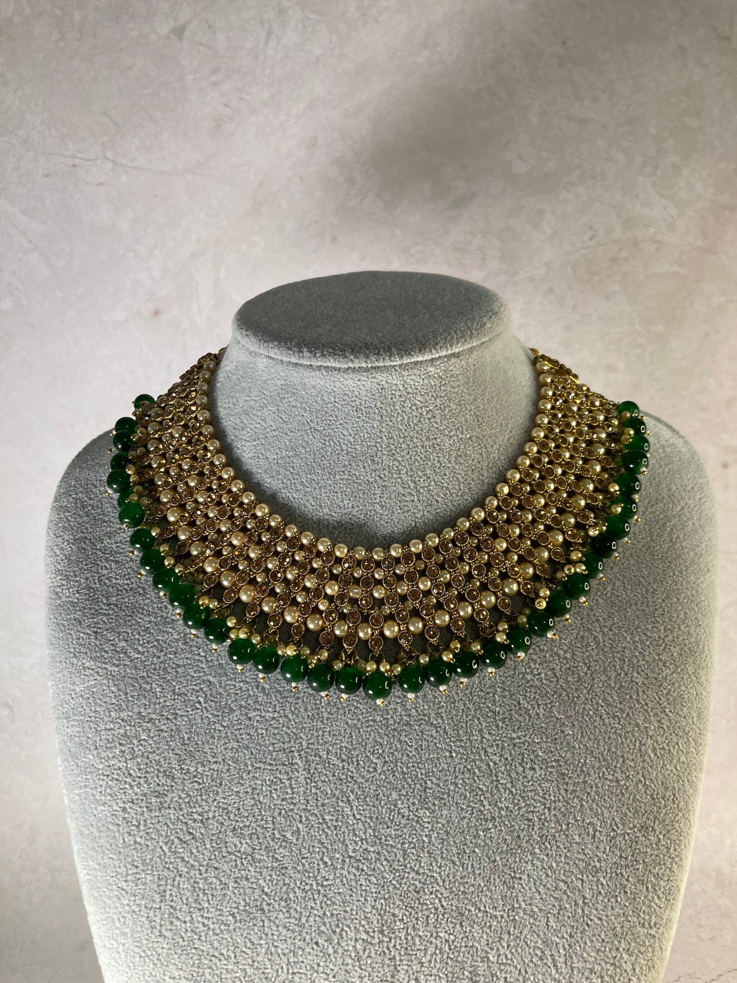 Riyasat Meenakari Kundan Pearl Set (ST128) (Emerald)